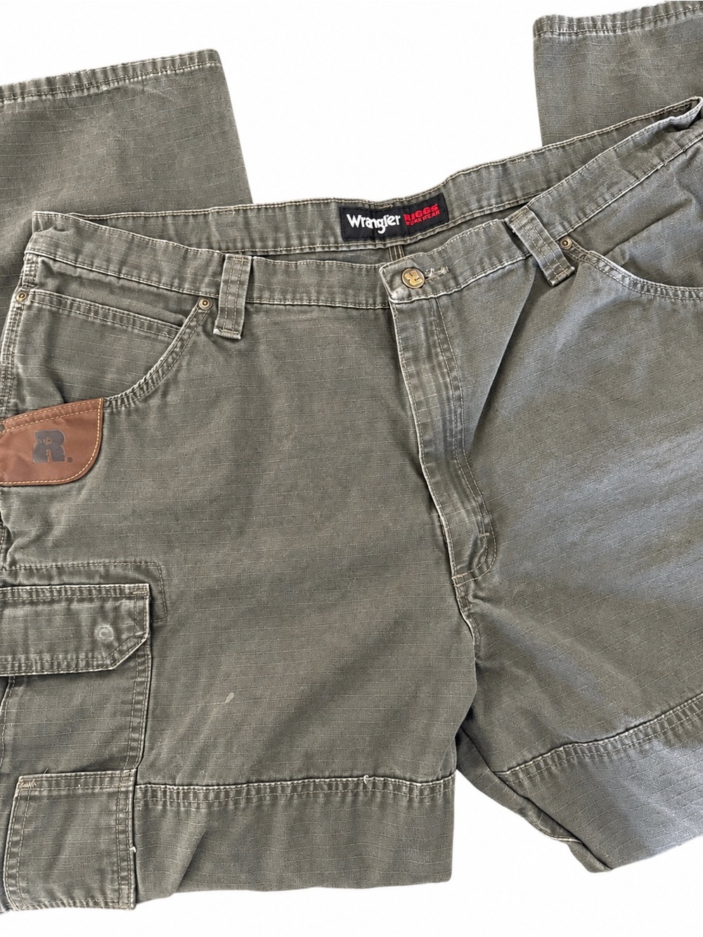 Wrangler Riggs Workwear Men’s Ranger Cotton Cargo Work Pants Olive Ripstop 42x32